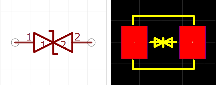 SMDJ33CA引脚图和PCB焊盘图