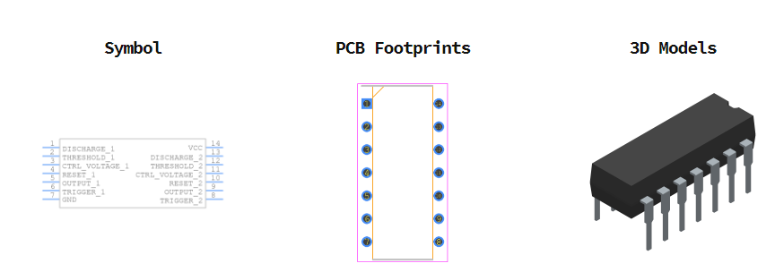LM556CN/NOPB引脚图和PCB焊盘图