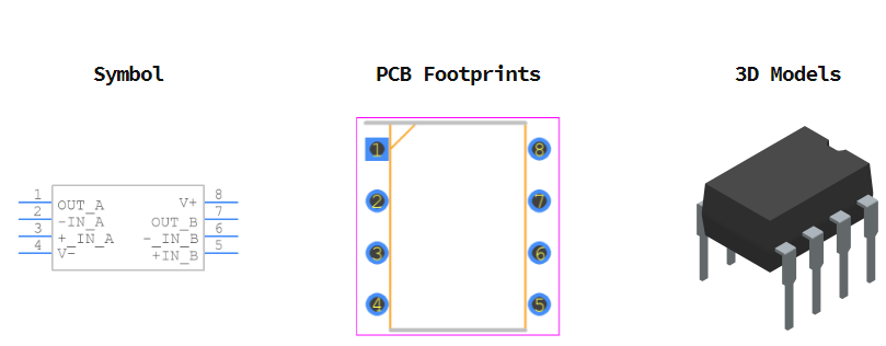 OPA2134PA引脚图和PCB焊盘图