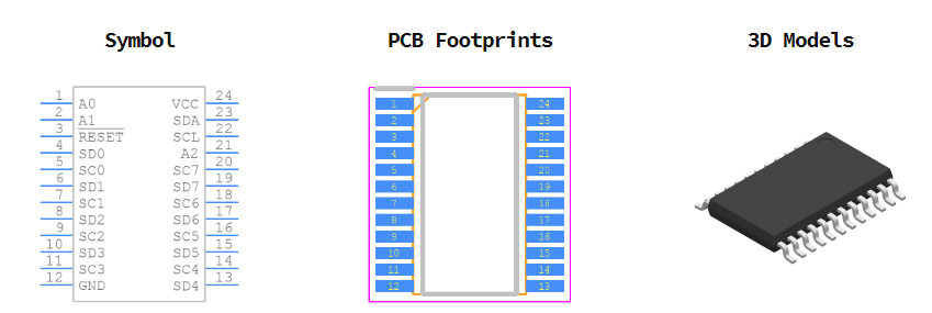 TCA9548APWR引脚图和PCB焊盘图