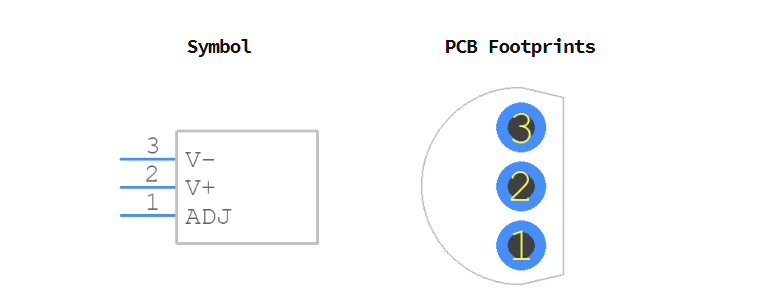 LM335AZ引脚图和PCB焊盘图