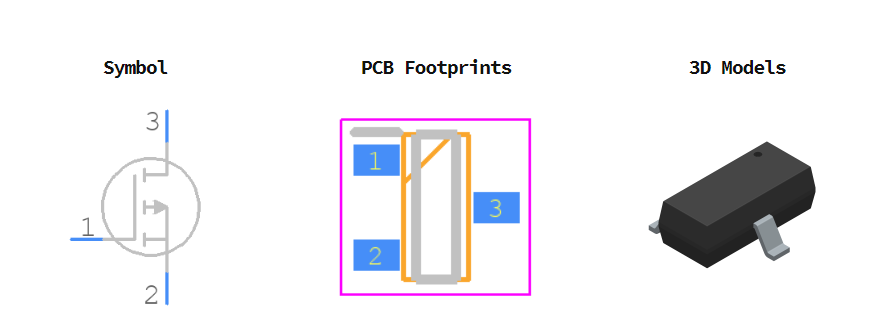 BSS84P引脚图和PCB焊盘图