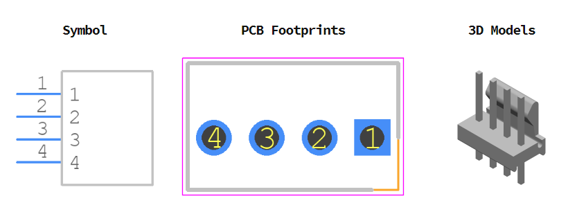 640456-4引脚图和PCB焊盘图