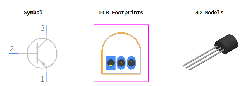 2N3906BU引脚图和PCB焊盘图