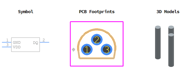 DS18S20+引脚图和PCB焊盘图