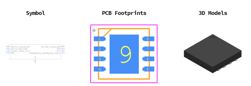 MC33063ADRJR引脚图和PCB焊盘图