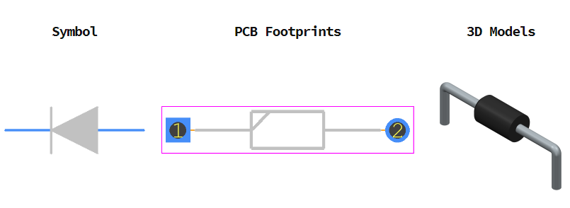 1N4002G引脚图和PCB焊盘图