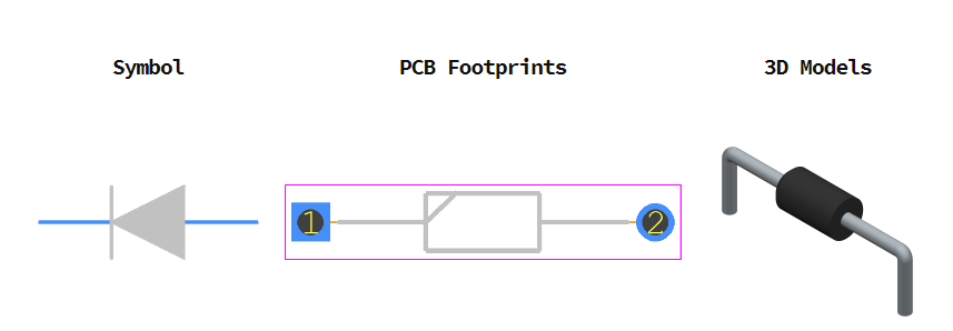 1N4002-T引脚图和PCB焊盘图