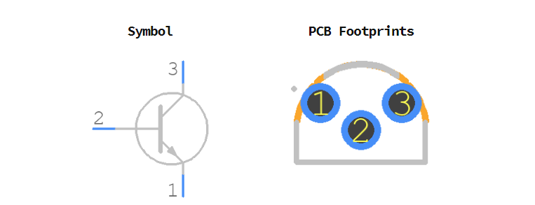 2N4401BU引脚图和PCB焊盘图