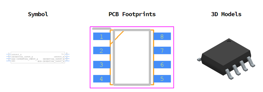 LM2904M/NOPB引脚图和PCB焊盘图