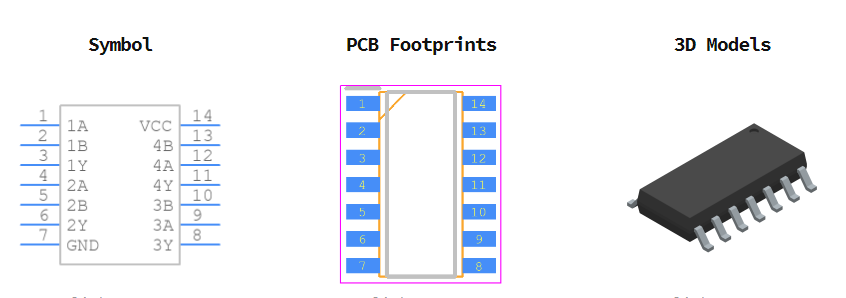 74HC00D,653引脚图和PCB焊盘图