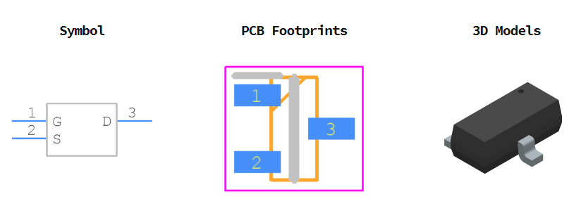SI2308BDS-T1-GE3引脚图和PCB焊盘图