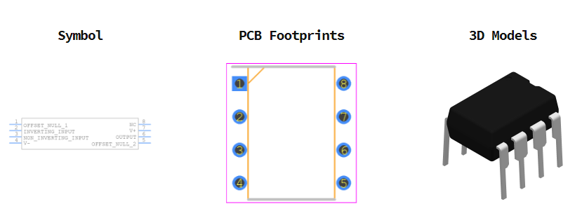 LM741CN/NOPB引脚图和PCB焊盘图
