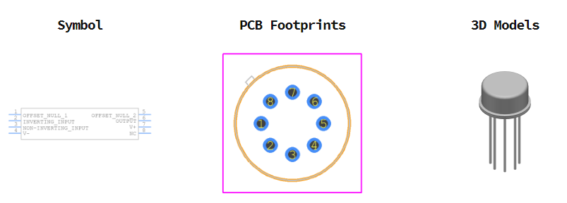 LM741H引脚图和PCB焊盘图