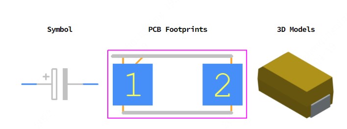 TAJC107K010RNJ引脚图和PCB焊盘图