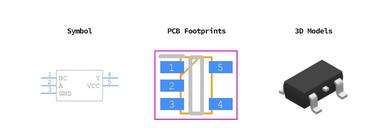 SN74AHCT1G04DBVR引脚图和PCB焊盘图