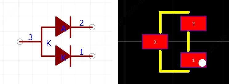 MMBD4148CA引脚图和PCB焊盘图