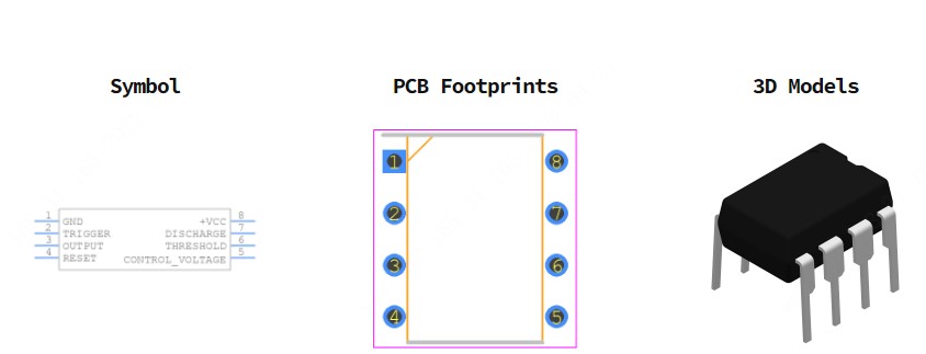 LM555CN/NOPB引脚图和PCB焊盘图