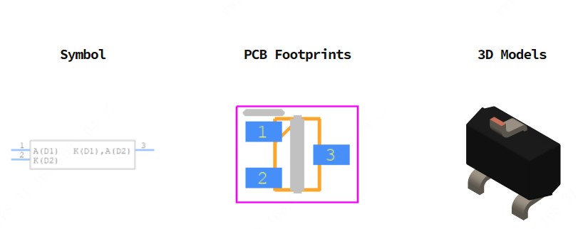 BAT54SW,115引脚图和PCB焊盘图