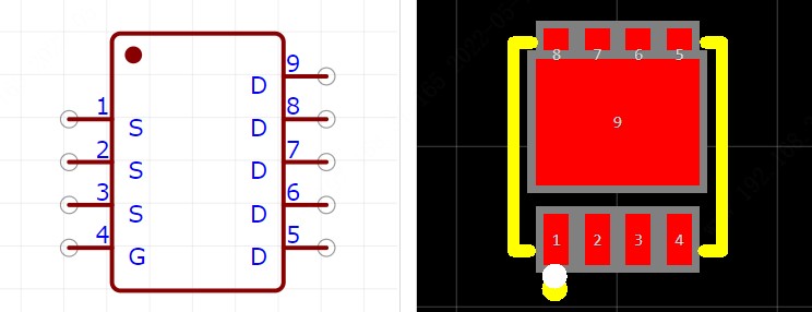 FDMC86520DC引脚图和PCB焊盘图