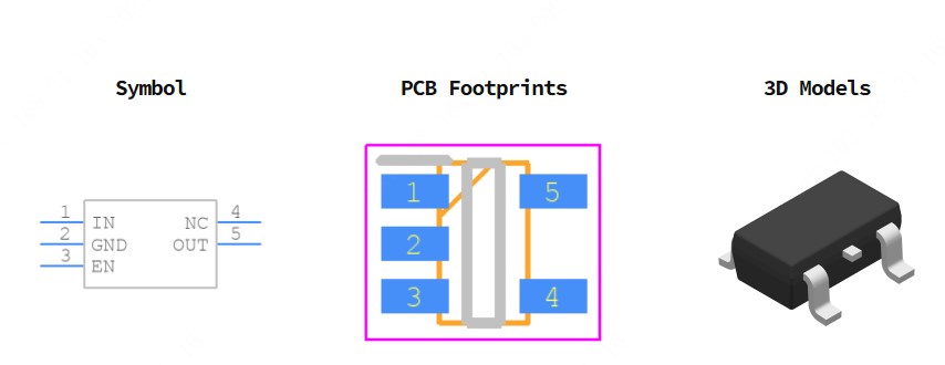 TPS70933DBVR引脚图和PCB焊盘图