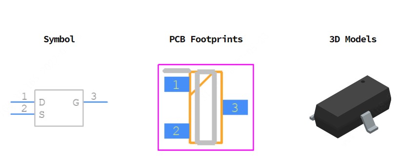 MMBF4392LT1G引脚图和PCB焊盘图