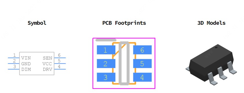 FL7760BM6X引脚图和PCB焊盘图