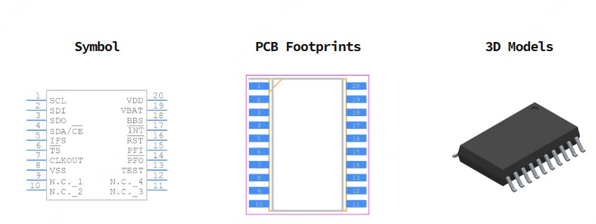 PCF2127AT/2Y引脚图和PCB焊盘图