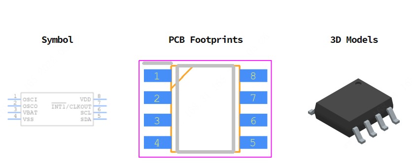 PCF8523T/1,118引脚图和PCB焊盘图