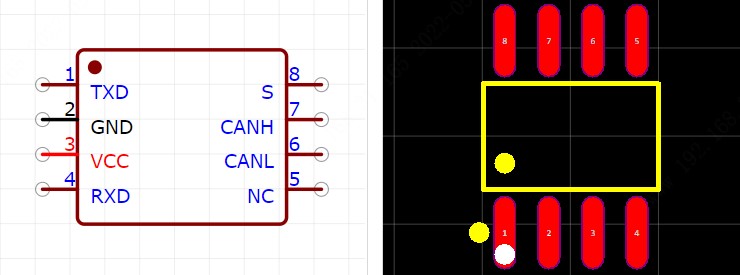 TJA1057T/1Z引脚图和PCB焊盘图