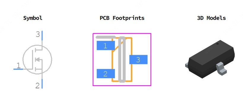 FDN337N引脚图和PCB焊盘图