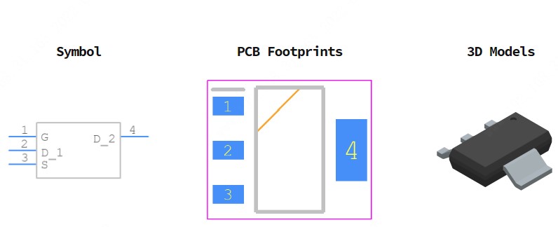 FQT7N10LTF引脚图和PCB焊盘图
