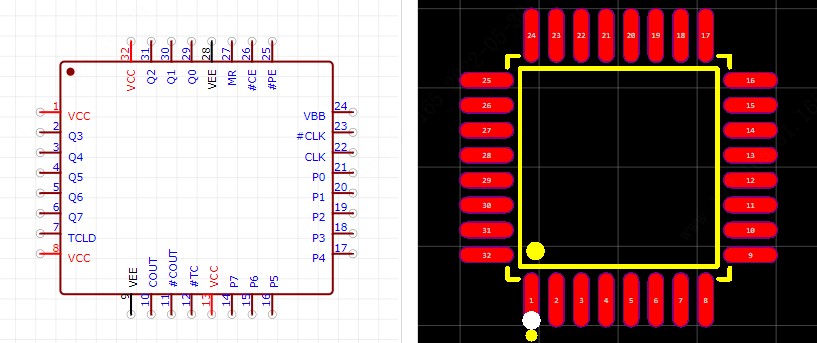 MC10EP016FAG引脚图和PCB焊盘图