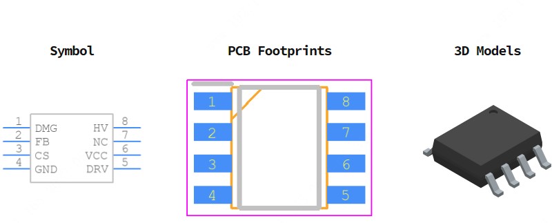 NCP1377BDR2G引脚图和PCB焊盘图