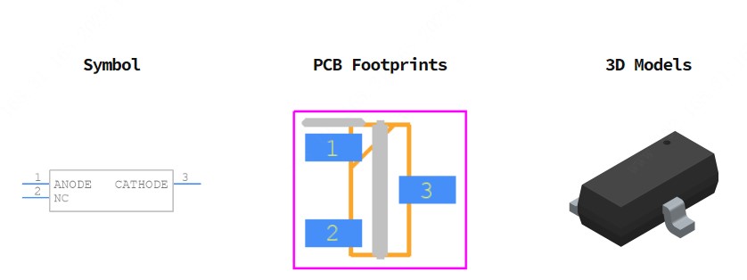 BAS19LT1G引脚图和PCB焊盘图