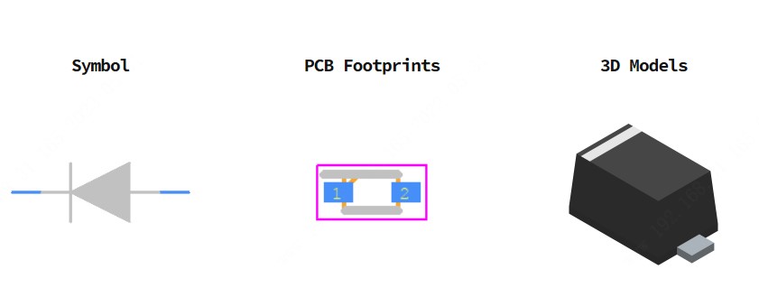 RB751S40T1G引脚图和PCB焊盘图