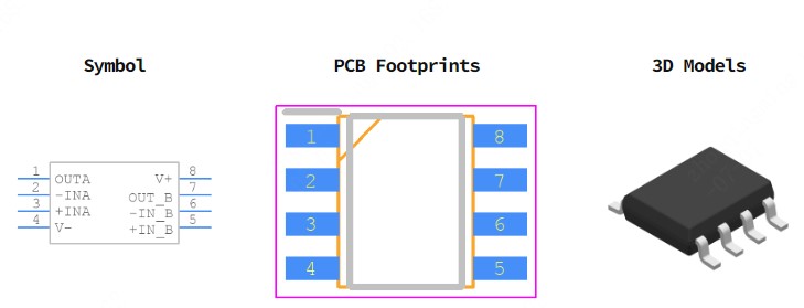 OPA2134UA/2K5引脚图和PCB焊盘图