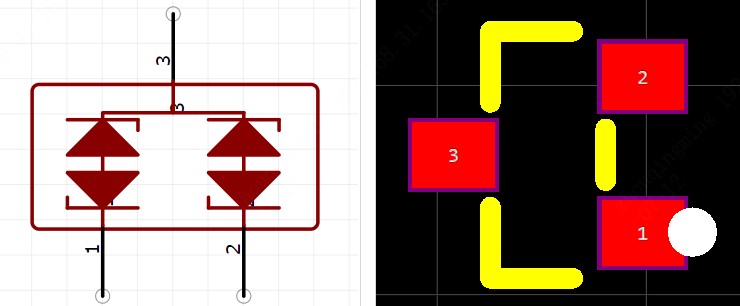 PESD1CAN,215引脚图和PCB焊盘图