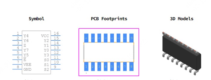74HC4051D,653引脚图和PCB焊盘图