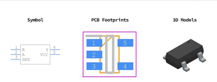 MC74HC1G08DTT1G引脚图和PCB焊盘图
