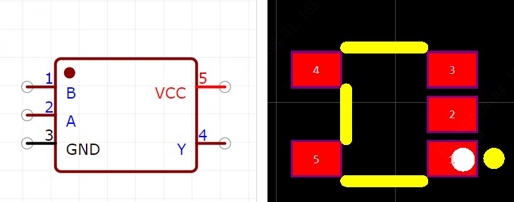 NLVHC1G08DTT1G引脚图和PCB焊盘图