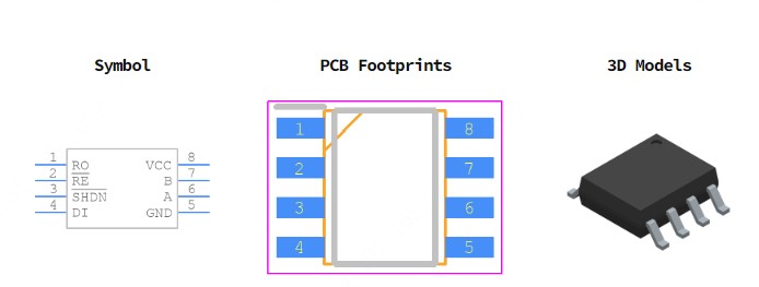 MAX13487EESA+T引脚图和PCB焊盘图