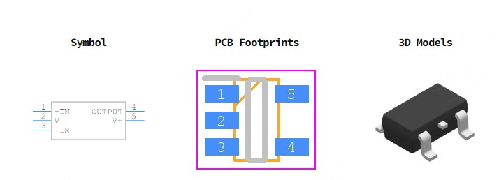 LMV331M5/NOPB引脚图和PCB焊盘图