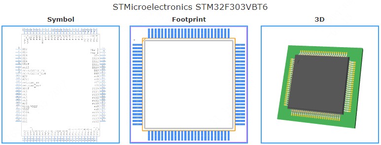 STM32F303VBT6引脚图和PCB焊盘图