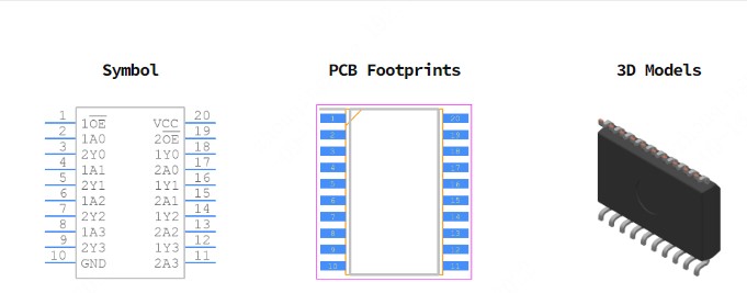 74HC244D,653引脚图和PCB焊盘图