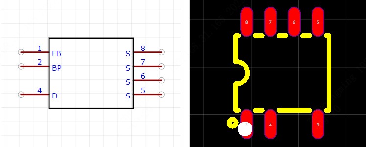 LNK626DG-TL引脚图和PCB焊盘图