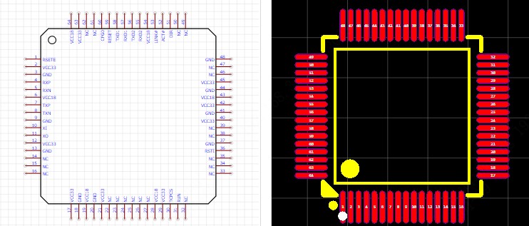CH9121引脚图和PCB焊盘图