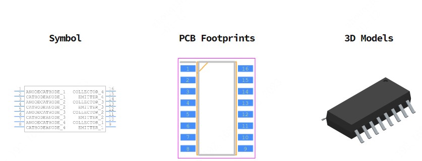 PS2805C-4-F3-A引脚图和PCB焊盘图