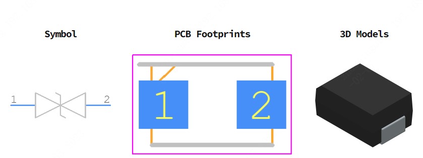 SMBJ24CA引脚图和PCB焊盘图