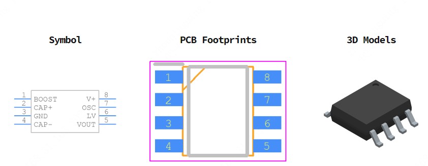 ICL7660SCBAZ-T引脚图和PCB焊盘图